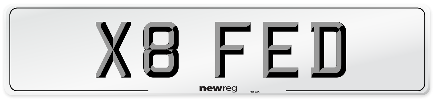 X8 FED Number Plate from New Reg